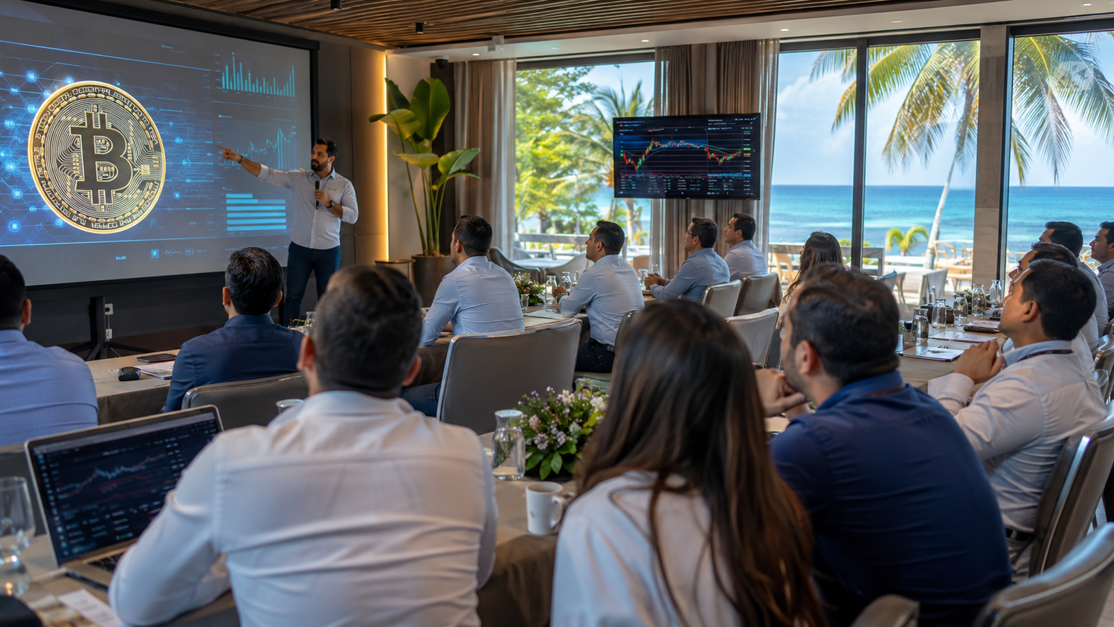 Empresarios analizan oportunidades de inversión en criptomonedas durante taller en Roatán